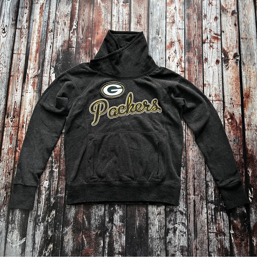 NFL Team Apparel Green Bay Packers Gray Turtleneck Sweatshirt